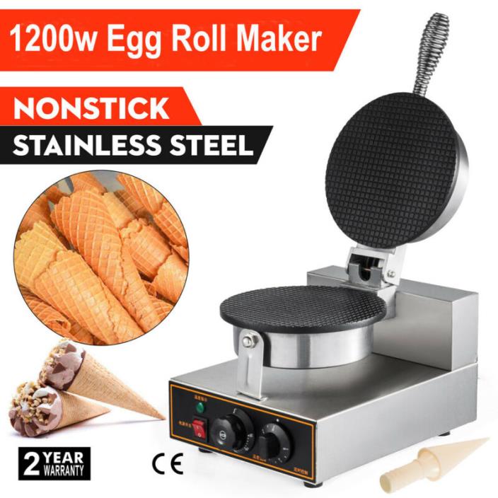 Electric 1200w Waffle Maker Commercial ice Cream Cone Machine Egg Roll Maker