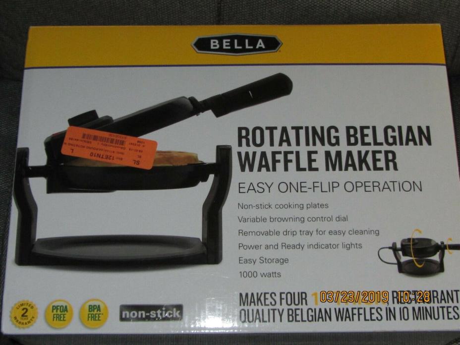 New Bella Rotating Waffle Maker Non Stick Black TSK-2126BW 13591