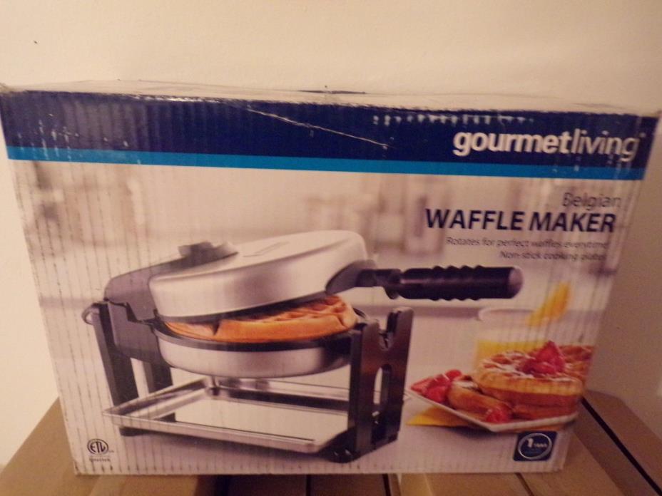 Gourmet Living Belgian Waffle Maker Rotates for perfect waffles, non-stick 83151