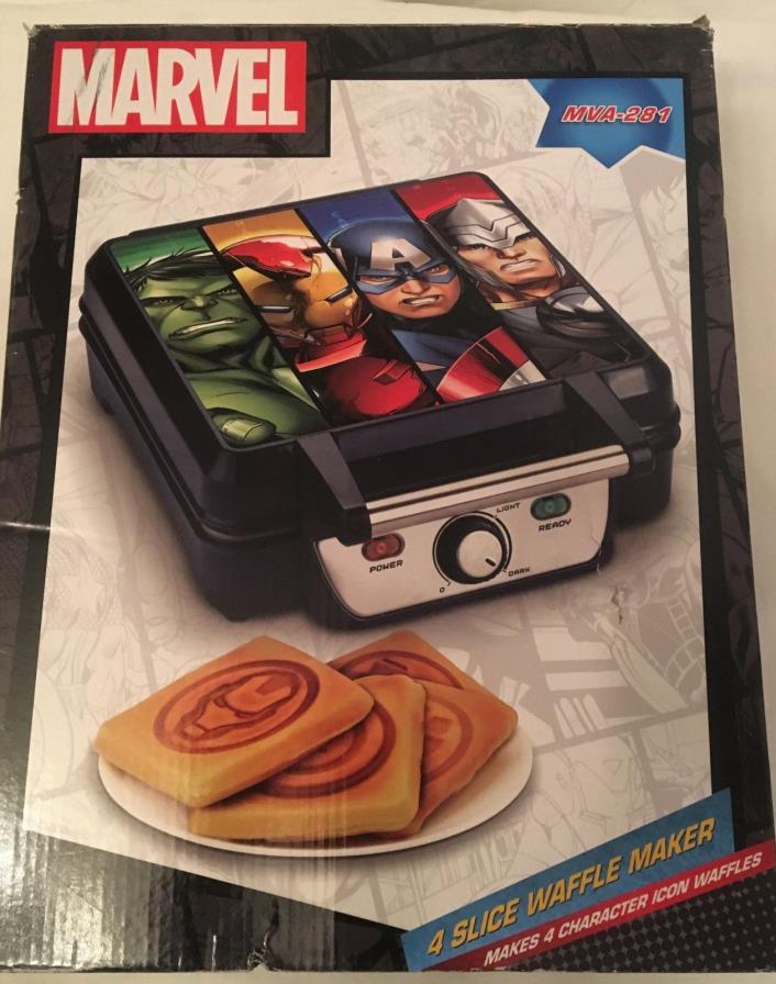 MARVEL AVENGERS Character 4 Slice Waffle Maker Hulk Thor Iron Man  MVA-281 Black