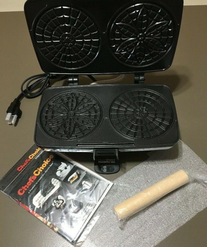 NEW Chef's Choice Pizzelle Pro 834 Express Bake TOSCANO w/ Instructions & Roller