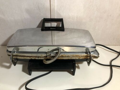 Vintage Sunbeam Waffle Maker Baker Grill Chrome 1100 Watts Service Number WB-K