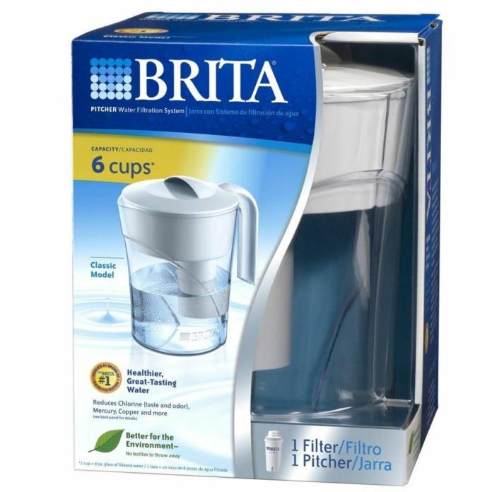 Brita Pitcher Water Filtration System Basic Classic Model 6 Cups