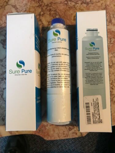 Lot of 3 Sure Pure Refrigerator Water Filter Fits Samsung DA29-00020B NEW SEALED