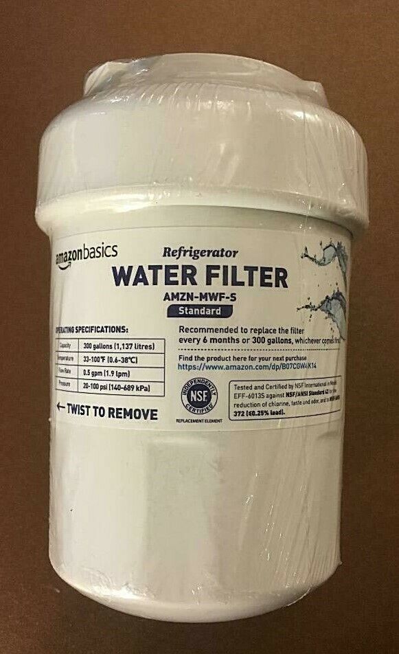 AmazonBasics Replacement  GE MWF Refrigerator Water Filter - Standard Filtration