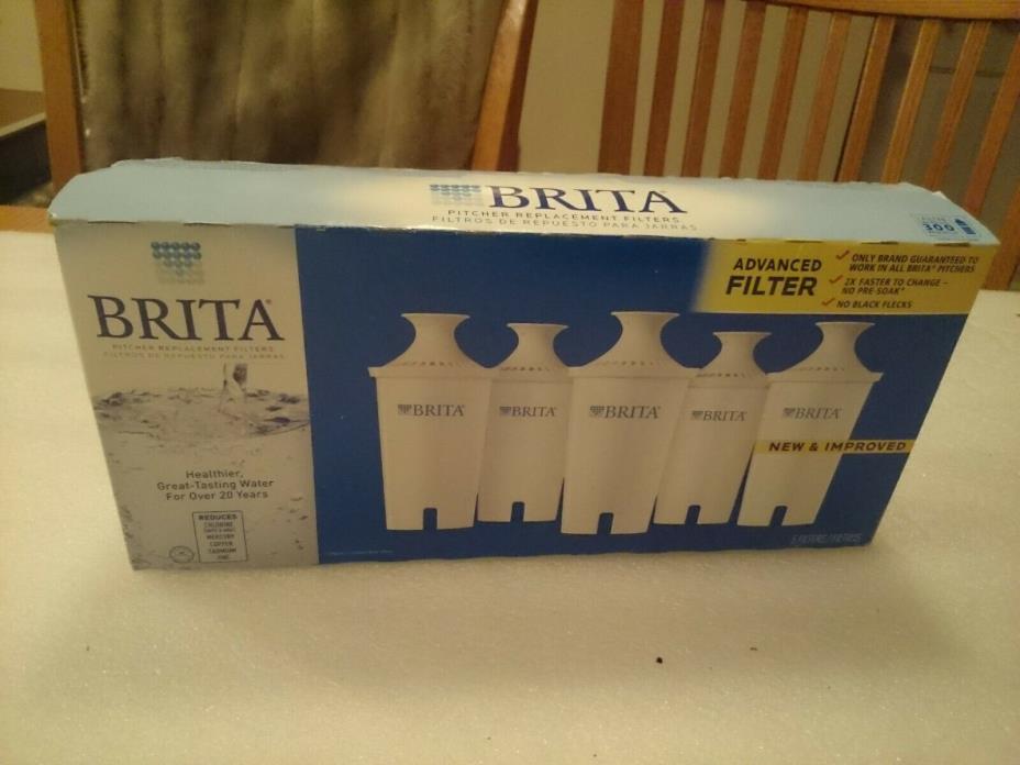 *NEW* Brita Advanced Water Pitcher Replacement Filters 5-Pack Factory Sealed