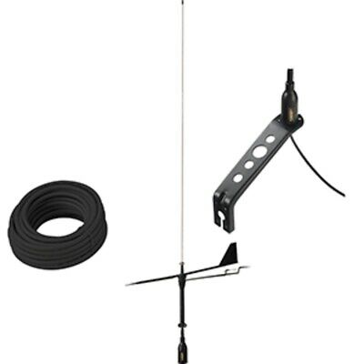 New Glomex Black Swan VHF Antenna w/Wind Indicator & 66' Coax Cable