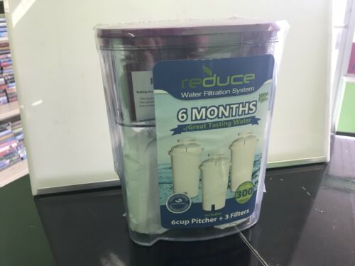 REDUCE WATER FILTRATION SYSTEM--6 CUP PITCHER & 3 FILTERS-----FREE SHIP-NEW