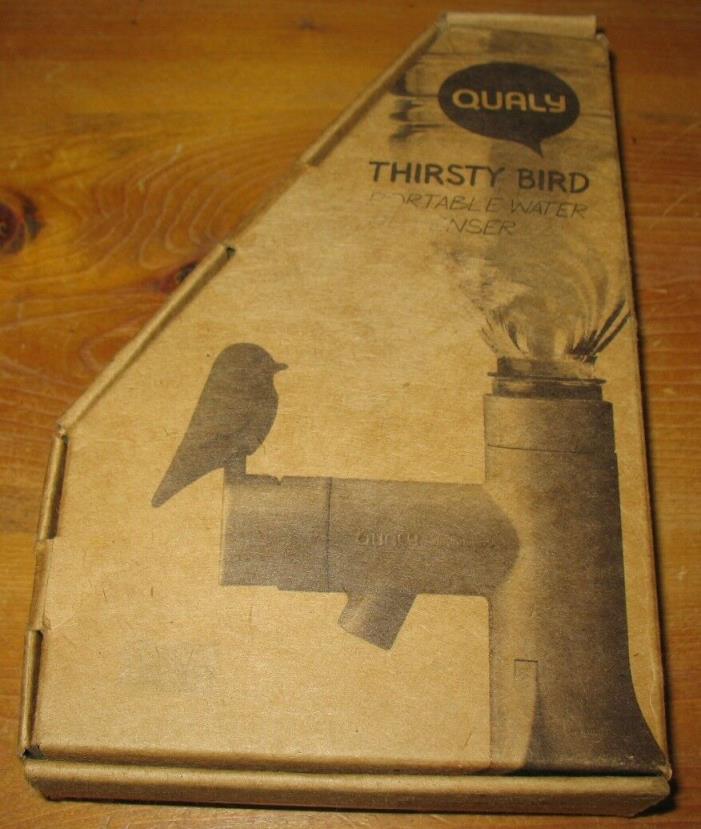 (White-Red) - Qualy Thirsty Bird Portable Water Dispenser With Sparrow Bird NIB