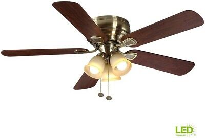 Hampton Bay Fairfield 52 in. LED Indoor Antique Brass Ceiling Fan Light Kit New