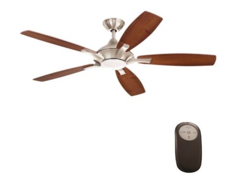 HAMPTON BAY Petersford 52 in. Integrated LED Indoor Brushed Nickel Ceiling Fan