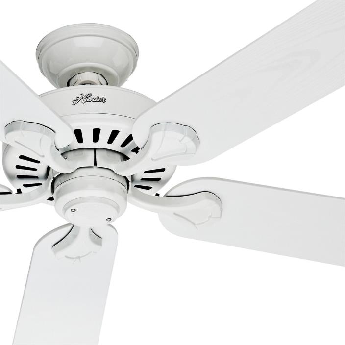 Hunter Fan 52 inch Traditional White Outdoor Ceiling Fan w/ White Plastic Blades