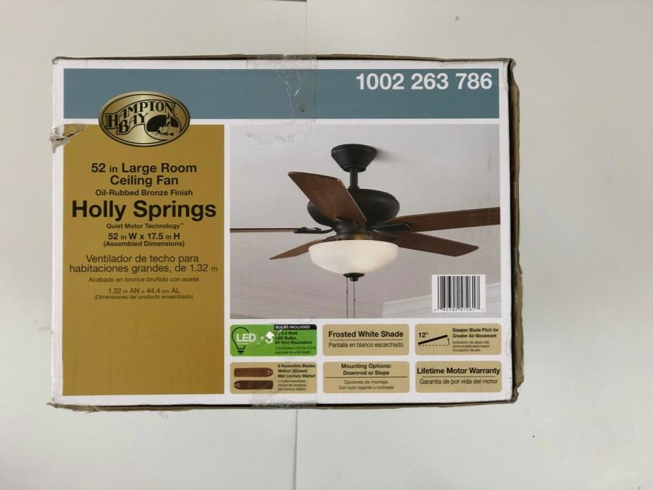 Hampton Bay Holly Springs 52 in. LED Indoor Oil-Rubbed Bronze Ceiling Fan