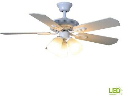 Hampton Bay Glendale 42 in. LED Indoor White Ceiling Fan Light Kit Pull Chain