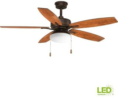 Ceiling Fan with LED Light Kit Dimmable 52 in. 5 Blades Indoor Antique Bronze