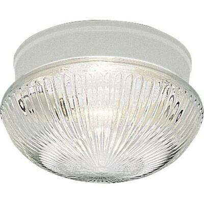 Progress Lighting Fitter White Two-Light Flush Mount with Clear Prismatic Glass
