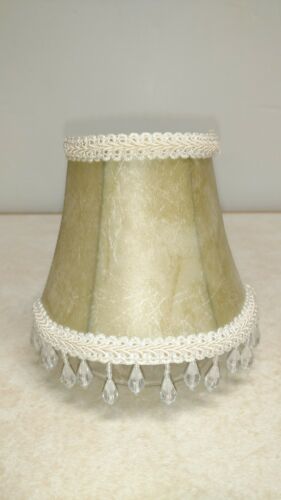 1 Faux Leather Mini Chandelier Lamp Shade Bell Pale Green w/Crystals 4 available