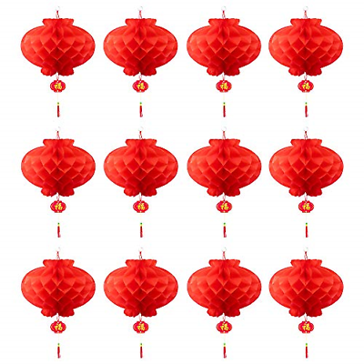 Chinese Red Paper Lanterns New Year Red Hang Chinese Lantern Decorations Hanging