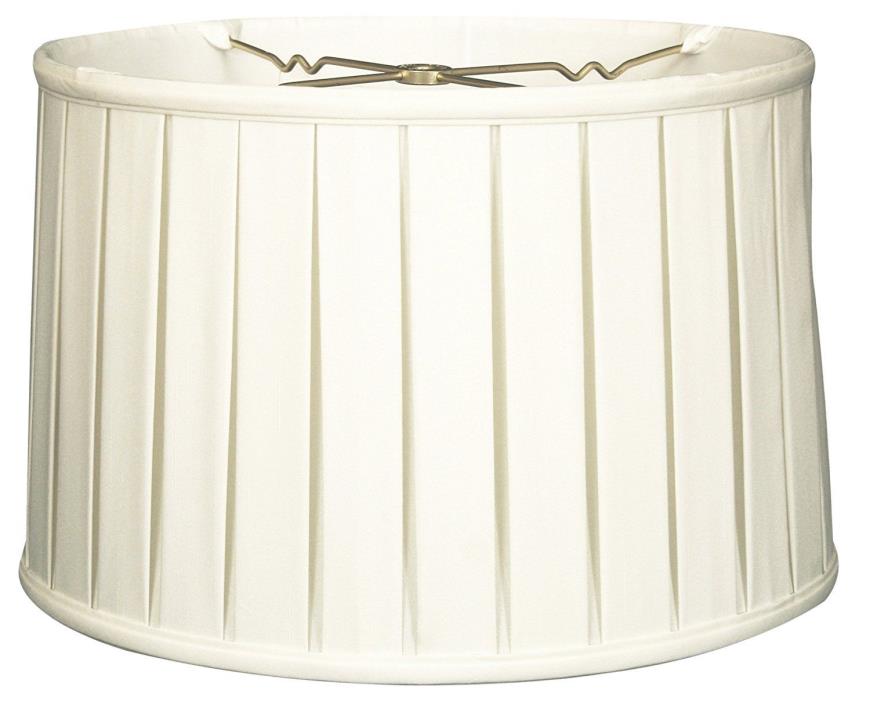 Royal Designs Shallow Drum English Bo x Pleat Basic Lamp Shade, White