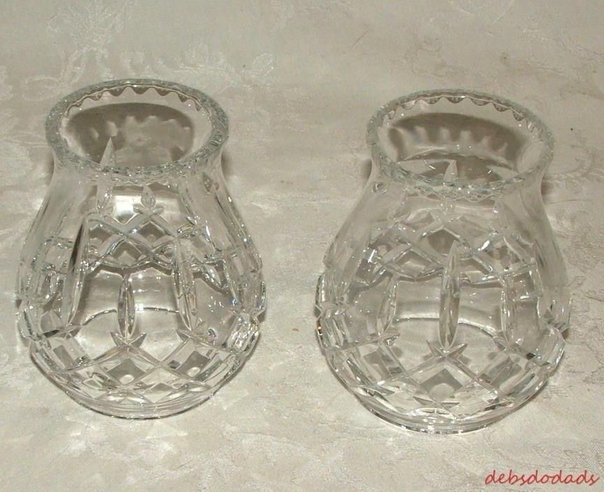 Two Heavy Clear Cut Glass Lamp Shade Light Globes Decor Replacements