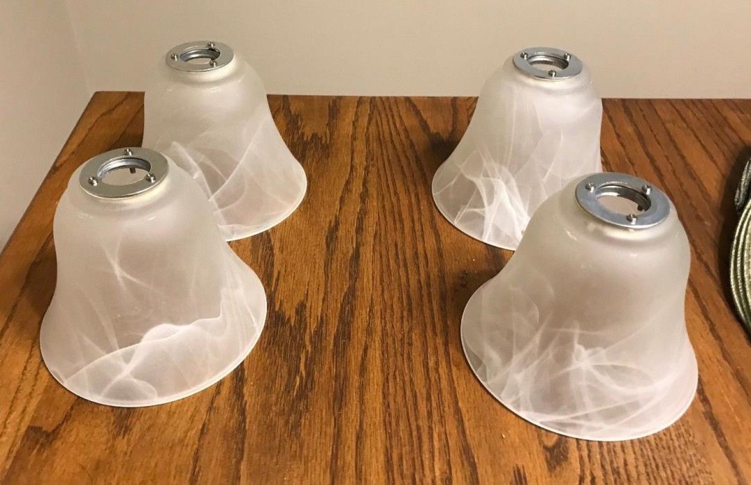 2 Sets of 4 Bathroom Vanity Light Frosted Glass Shades Globes Bells - 5 3/8