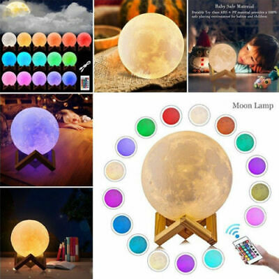 3D USB LED 16 Colors Magical Moon Night Light Table Desk Moon Lamp Home Decor