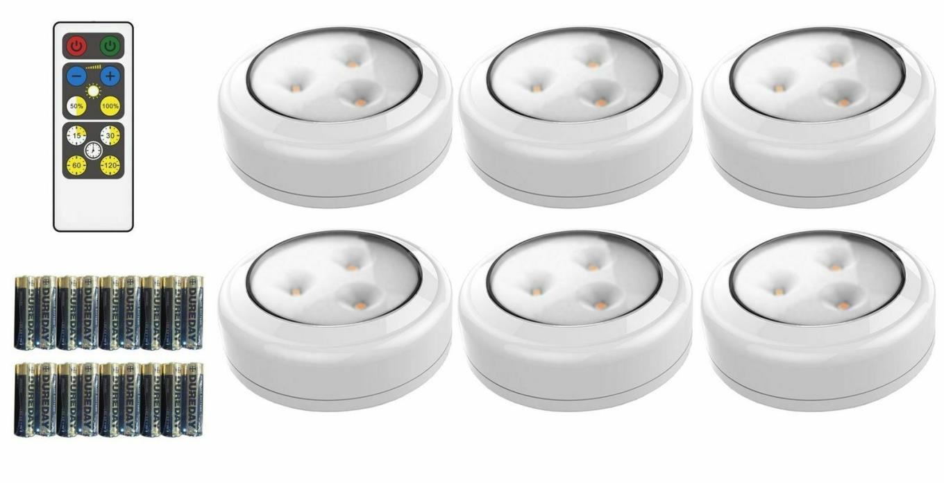 Brilliant Evolution BRRC135 Wireless LED Round Puck Lights 6 Pack With Remote