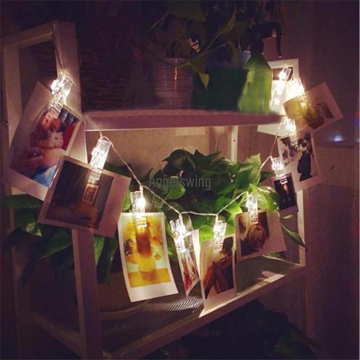 LED Clip Card Photo Holder String Fairy Lights Battery Christmas Wedding US