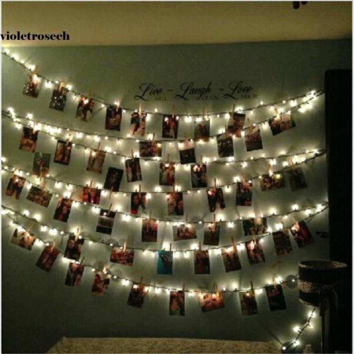 New LED Clip Card Photo Holder String Fairy Lights Battery Christmas Wedding