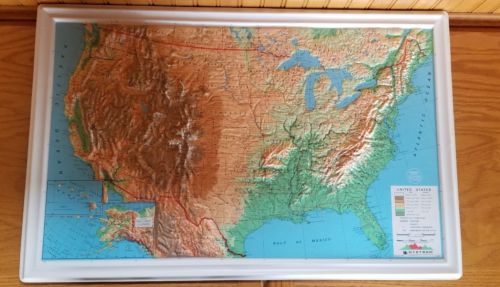 Vintage Nystrom Raised Relief Map United States Old Retro NR1B Lot of 5 Free Shp