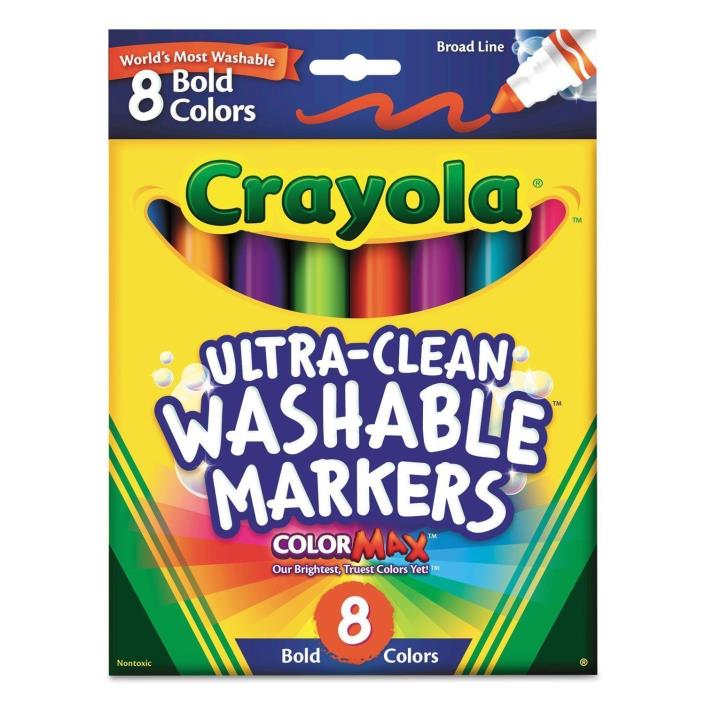 2 Pack Crayola Ultra-Clean Washable Markers,Color Max, Broad Line, 8 Bold Colors