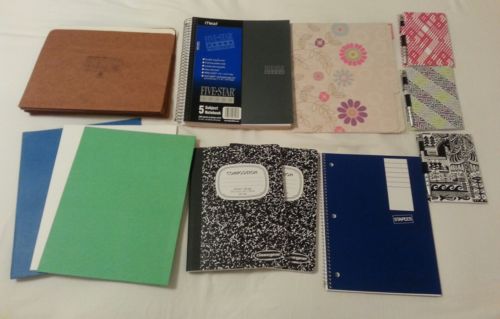 Lot of 16 Notebooks & Folders includes Five Star 5 Subject Notebook & more