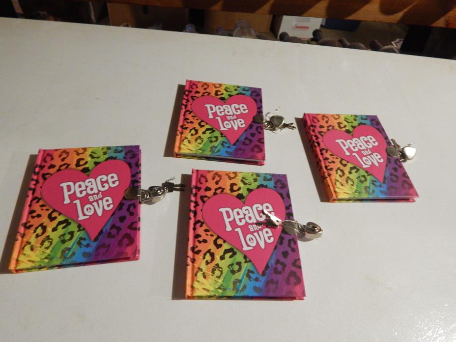 4 Peace and Love Diary Diaries with locks Plus 1 with broken lock
