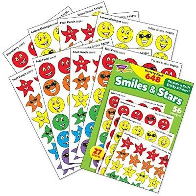 TREND enterprises, Inc. T-83905 Smiles & Stars Stinky Stickers Variety Pack, 64
