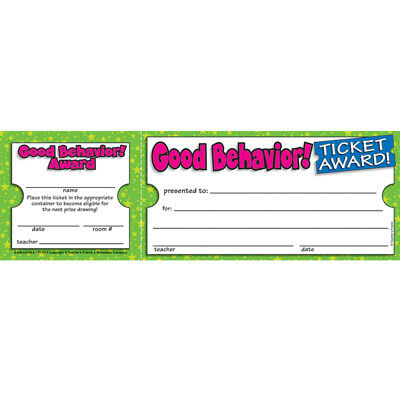 Scholastic Teaching Resources - Good Behavior Ticket Awards