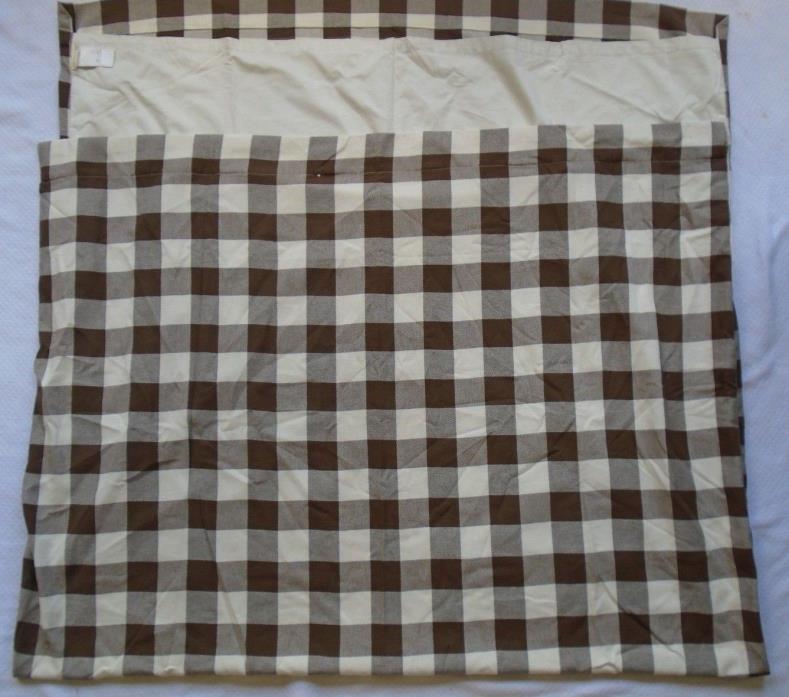 Pottery Barn Kids Curtain Panel Brown Cream Buffalo Check Blackout 50 x 84