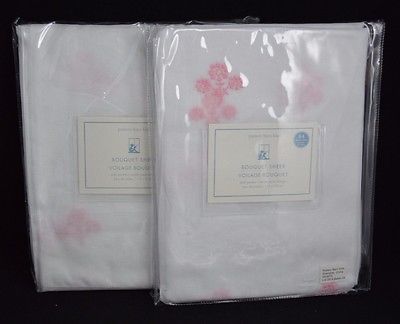SET OF 2 POTTERY BARN KIDS BOUQUET SHEERS 44 X 84 PINK PANELS #20