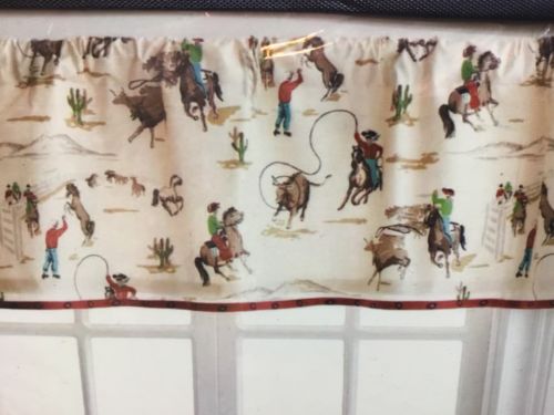 CHAPS Home Kids CANYON ROAD VALANCE western horses IVORY / RED TRIM - NEW
