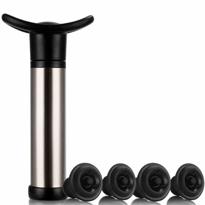 Wine Saver Preserver Pump with 4 Vacuum Bottle Stoppers