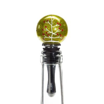 SPARKLING HOLIDAY TREE in Green ~ OENOPHILIA Glass Holiday Wine Bottle Stopper