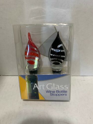 LS Arts Set of Two Art Glass Wine Bottle Stoppers L2