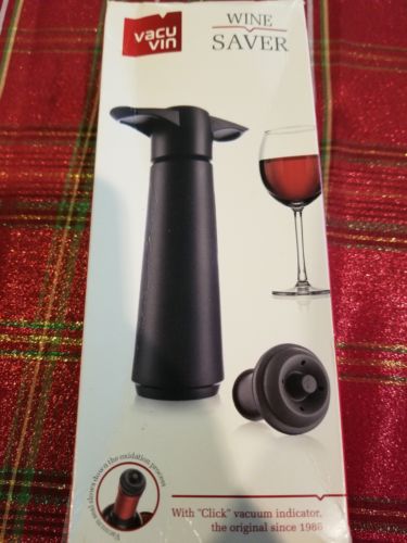 Vacu Vin Wine Saver Pump with 2 x Vacuum Bottle Stoppers Black - original design