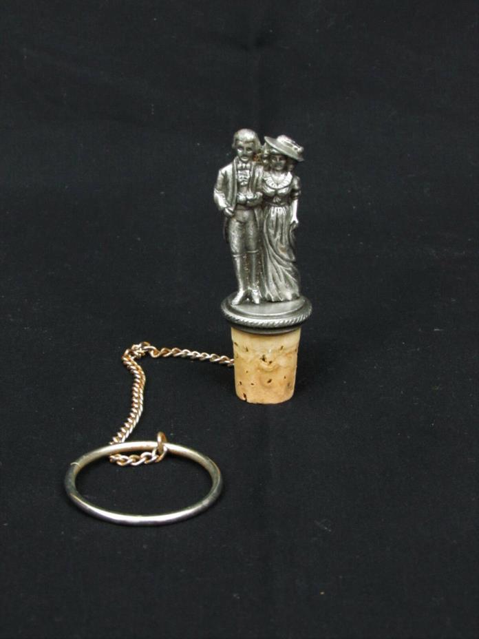 Pewter Wine Stopper Man & Women w/Chain