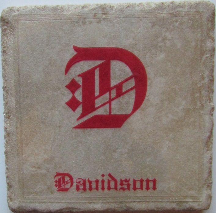 Personalized Natural Stone Ceramic Tile Drink Coasters - Set of 4 -Monogram 4 E