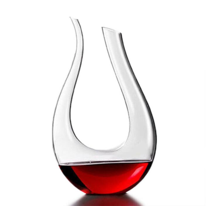 1200ml Luxurious Crystal Glass U-shaped Horn Wine Decanter Wine Pourer Red Wine