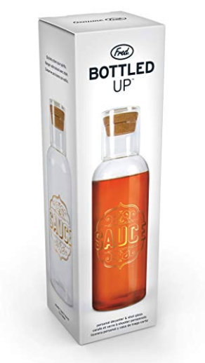 NIB - Fred BOTTLED UP - Personal Glass Decanter With Shot Glass - 