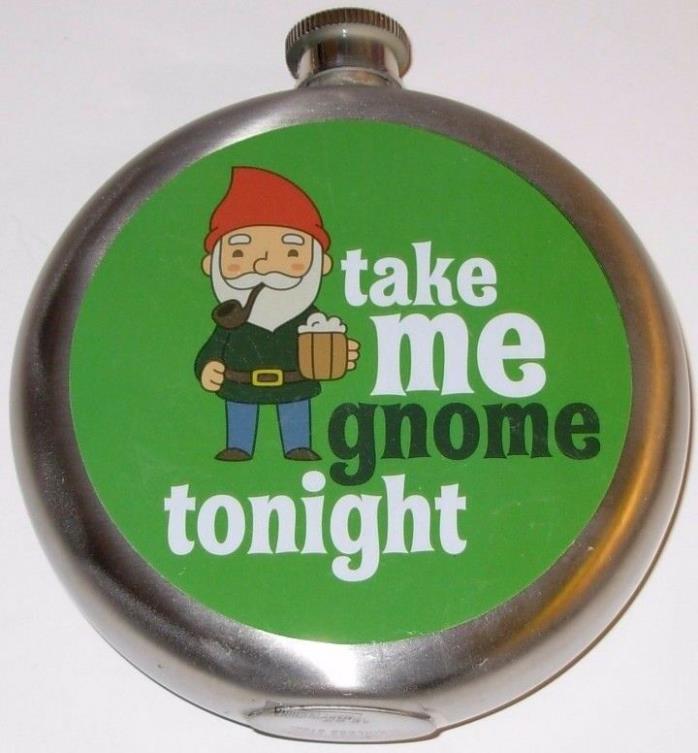 Wembley Take Me Gnome Tonight Holiday Stainless Steel 10oz Flask NEW