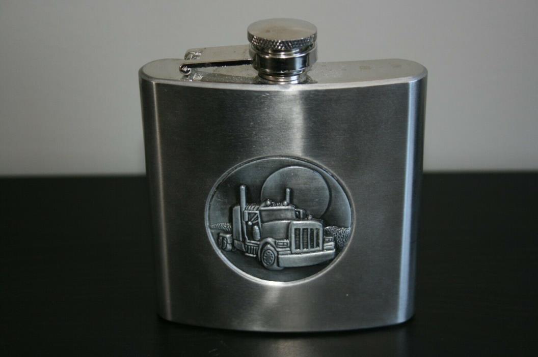 Truckers Flask Hi-way driver collectible 6 oz flask stainless steal new clean