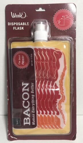 Bacon Disposable Flask 17 oz by Wink, reusable novelty item for the bacon lover