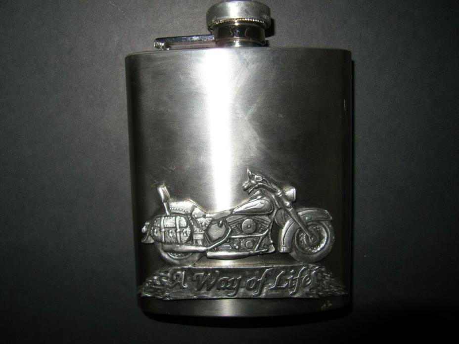 FLASK 8 oz  Stainless Steel - Motorcycle - A Way Of Life